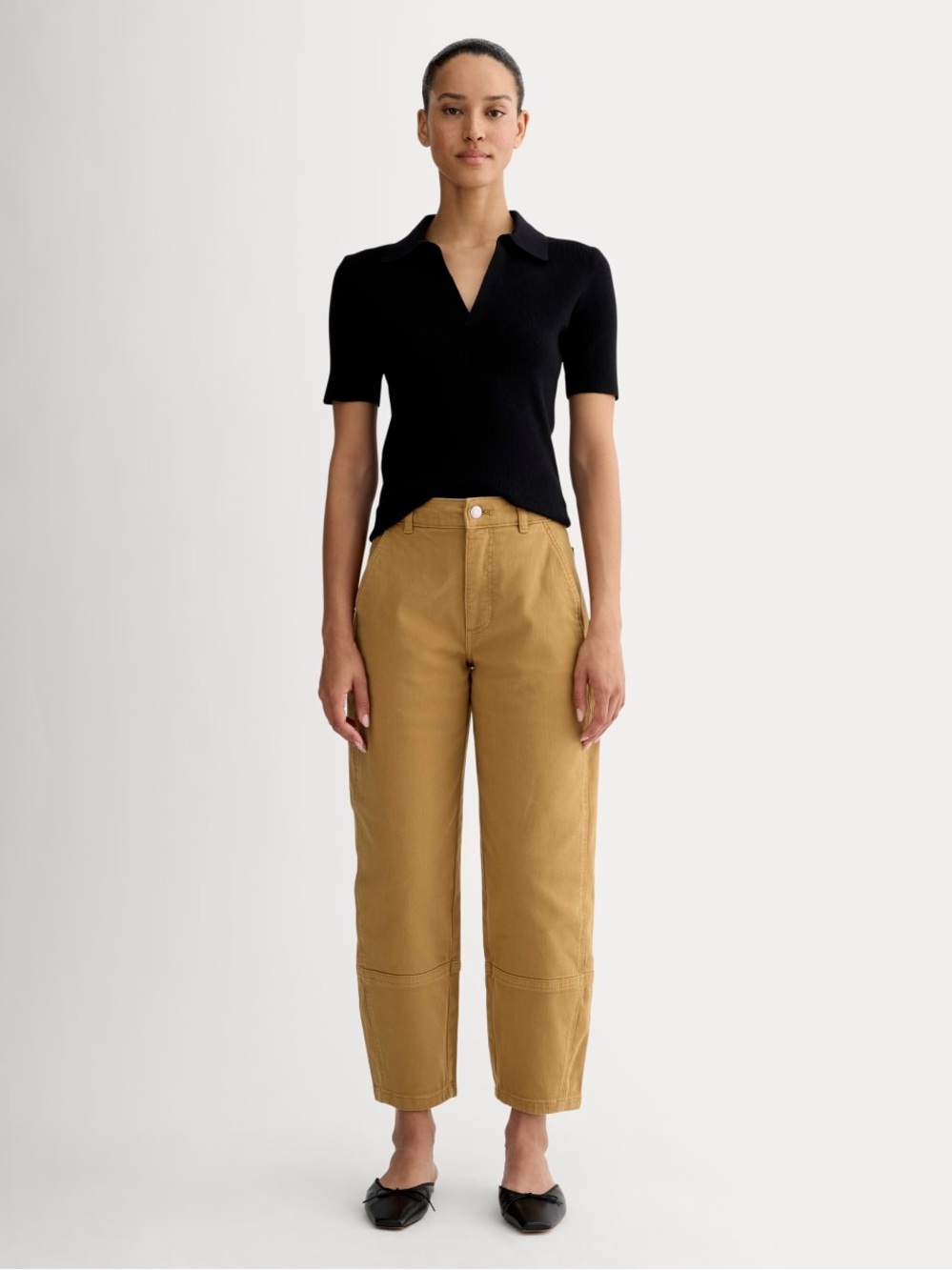 Everlane Women’s The Utility Barrel Pant Wide Leg Mustard Yellow 4
